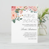 Romantisch Roos bruidsdouche uitnodiging (Staand voorkant)