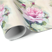 Romantisch Roos Cadeaupapier (Rol Hoek)