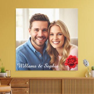 Romantisch Roos Custom Paar Foto Jubileum Gift Canvas Afdruk