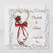 Romantisch Roos, diamant en rood lintje Kaart (Voorkant)