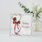 Romantisch Roos, diamant en rood lintje Kaart (Staand voorkant)