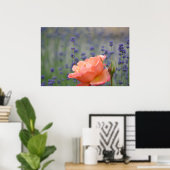 Romantisch Roos en lavender Poster (Thuiskantoor)
