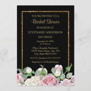 Romantisch Roos Floral Faux Gold Glitz Vrijgezelle Kaart