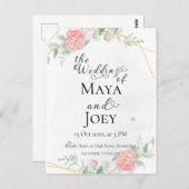 Romantisch Roos Geometric Wedding Briefkaart (Voorkant / Achterkant)