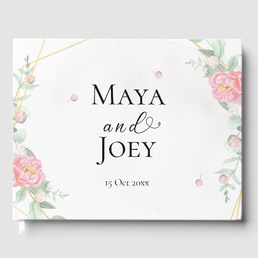 Romantisch Roos Geometric Wedding Gastenboek (Voorkant)