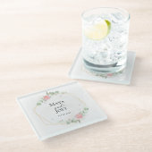 Romantisch Roos Geometric Wedding Glazen Onderzetter (Schuin)