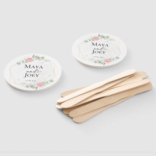 Romantisch Roos Geometric Wedding Handwaaier (Niet-gemonteerd)