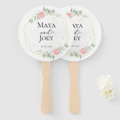 Romantisch Roos Geometric Wedding Handwaaier (Voorkant en achterkant)