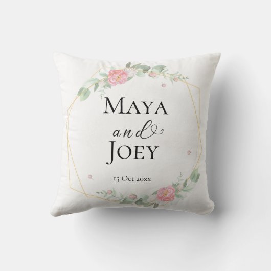 Romantisch Roos Geometric Wedding Kussen (Achterkant)