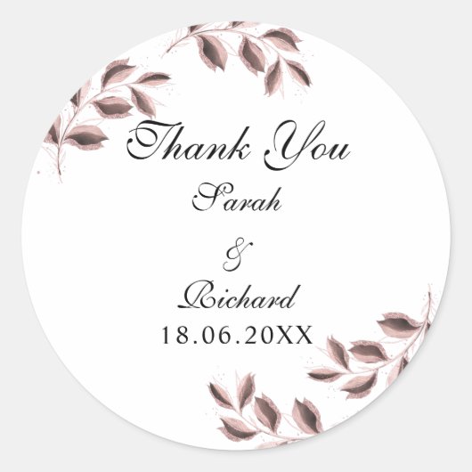 Romantisch Roos Glitter Calligraphy Wedding Ronde Sticker (Voorkant)