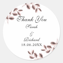 Romantisch Roos Glitter Calligraphy Wedding Ronde Sticker