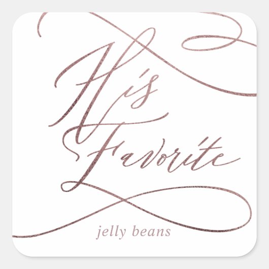 Romantisch Roos Gold Calligrafie Vierkante Sticker (Voorkant)