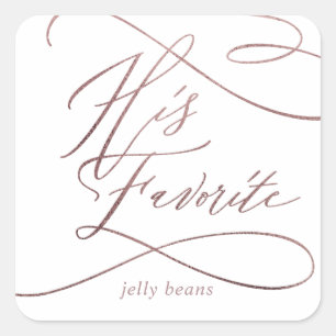 Romantisch Roos Gold Calligrafie Vierkante Sticker