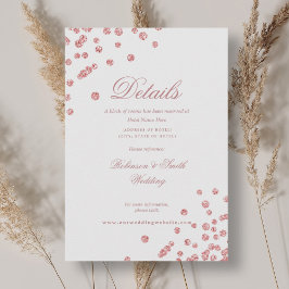 Romantisch Roos Gold Confetti Wedding Details Informatiekaartje