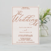 Romantisch Roos Gold Folie & Blush Lijst Wedding Folie Uitnodiging (Staand Voorkant)