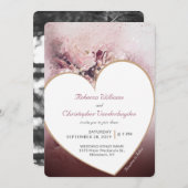 Romantisch Roos Gold Heart Theme Wedding Kaart (Voorkant / Achterkant)