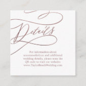 Romantisch Roos Goud QR Code Bruiloft Details Informatiekaartje (Voorkant)