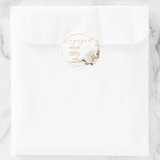 Romantisch Roos Goud Verloving Ronde Sticker (Tas)