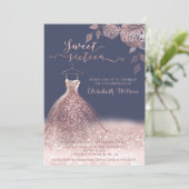 Romantisch Roos gouden glitterjurk rozen Kaart (Staand voorkant)