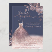 Romantisch Roos gouden glitterjurk rozen Kaart (Voorkant / Achterkant)