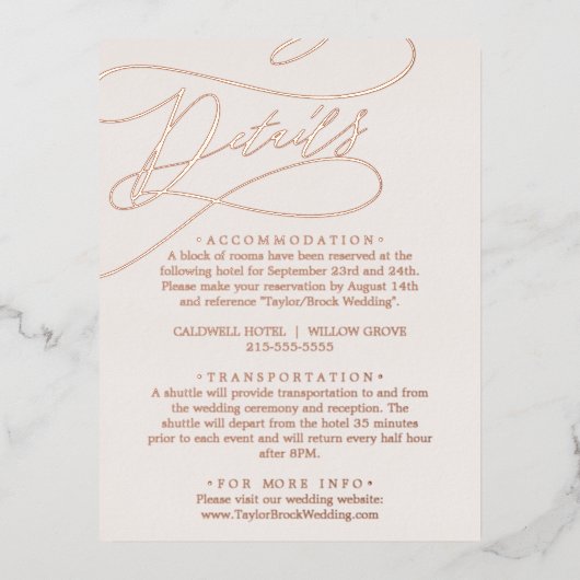 Romantisch Roos goudfolie | Blush Details Kaart (Voorkant)