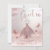 Romantisch Roos goudglitter ombre jurk vlinder (Voorkant)