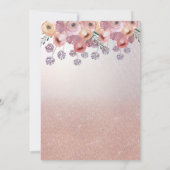 Romantisch Roos goudglitterjurk florale Invitatie Kaart (Achterkant)