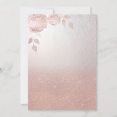 Romantisch Roos goudglitterjurk rozen Uitnodiging (Achterkant)
