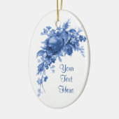 Romantisch Roos in blauw Keramisch Ornament (Links)