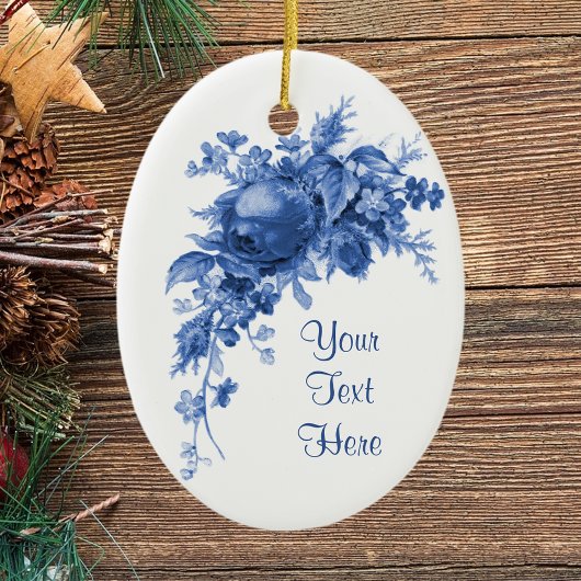 Romantisch Roos in blauw Keramisch Ornament