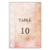 Romantisch Roos & kant Trouwtafel Nummer Kaart (Voorkant)