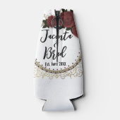 Romantisch Roos krans bruiloft gepersonaliseerd Flesjeskoeler (Achterkant)