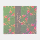 Romantisch Roos Monogram Fleece Deken (Voorkant (Horizontaal))