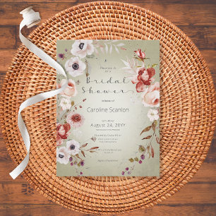 Romantisch Roos Roze Floral Bridal Shower Briefkaart