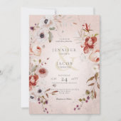 Romantisch Roos Roze Floral Weddenschap Kaart (Voorkant)