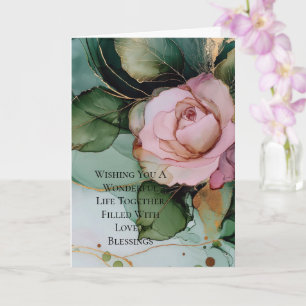 Romantisch Roos Roze Wit Goud Bloemen Huwelijk Kaart