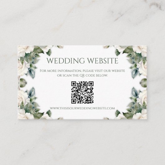 Romantisch Roos Tuin Bruiloft Website Informatiekaartje (Voorkant)