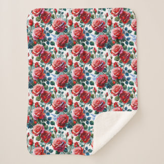 Romantisch Roos Tuin Print Sherpa Deken