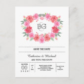 Romantisch roos waterverf krans aankondigingskaart (Voorkant)