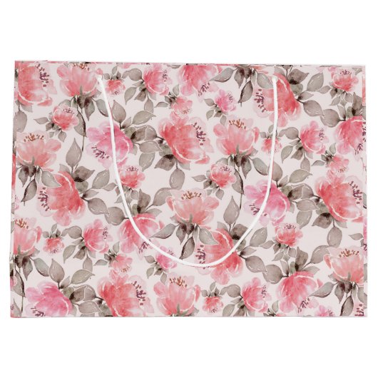 Romantisch - roos waterverf tissue papier groot cadeauzakje (Achterkant)