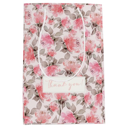 Romantisch -  roos waterverf tissue papier medium cadeauzakje (Voorkant)