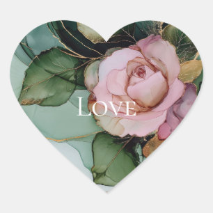 Romantisch Roos Wit Roze Goud Bloemen Liefde Hart Sticker