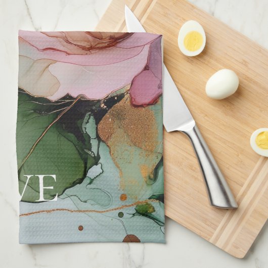 Romantisch Roos Wit Roze Goud Bloemen Liefde Theedoek (Quarter Fold)