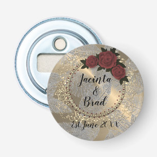 Romantisch Roos Wreath Feather Wedding Button Flesopener