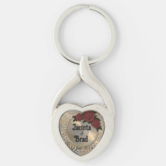 Romantisch Roos Wreath Feather Wedding Sleutelhanger (Voorkant)