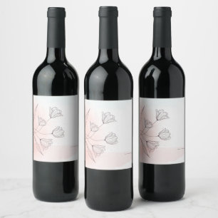 Romantisch Roze Aquarel Bloem Wijnlabel – Favoriet Wijn Etiket