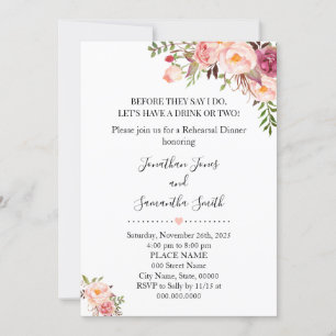 Romantisch Roze Bloemen Boho Chique repetitie dine Kaart