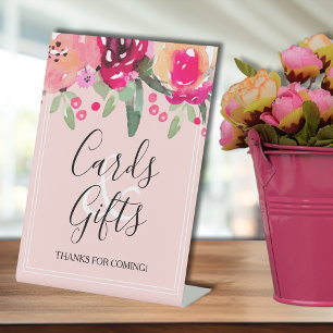 Romantisch Roze Bloemen Vrijgezellenfeest Kaarten Reclamebord Met Voetstuk