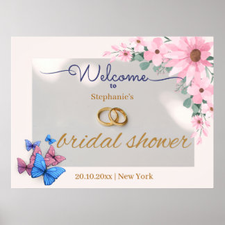Romantisch Roze Bloemen vrijgezellenfeest Welkom p Poster