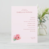 Romantisch Roze Bloemensier Bruiloft Ceremonieprog Programma (Staand voorkant)